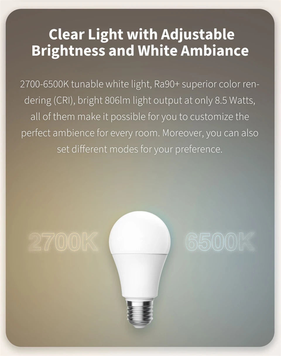 Aqara Smart LED Bulb T1 Tunable White Zigbee 3.0 E27 6500K 220-240V Bluetooth Smart home Light For Homekit Alice Google alexa