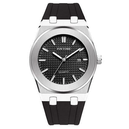 PINTIME Top Brand Sport Men's Watches Silicone Strap Waterproof 30m Calendar Check Face Dial Fashion Quartz Wristwatch Relogios