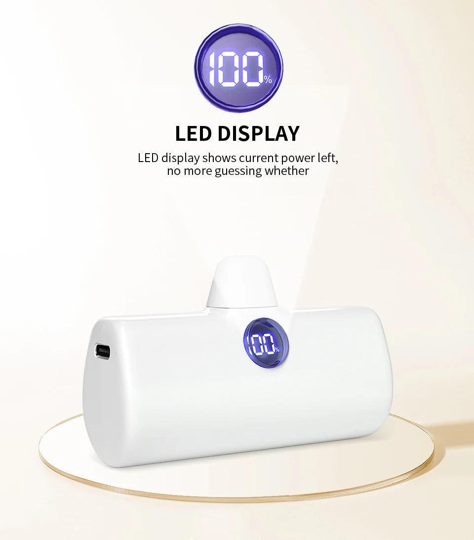 Fast Charge Portable Charger for iPhone Samsung Xiaomi Compact External Spare Battery Built-in Plug PD Fast Charging Power Bank