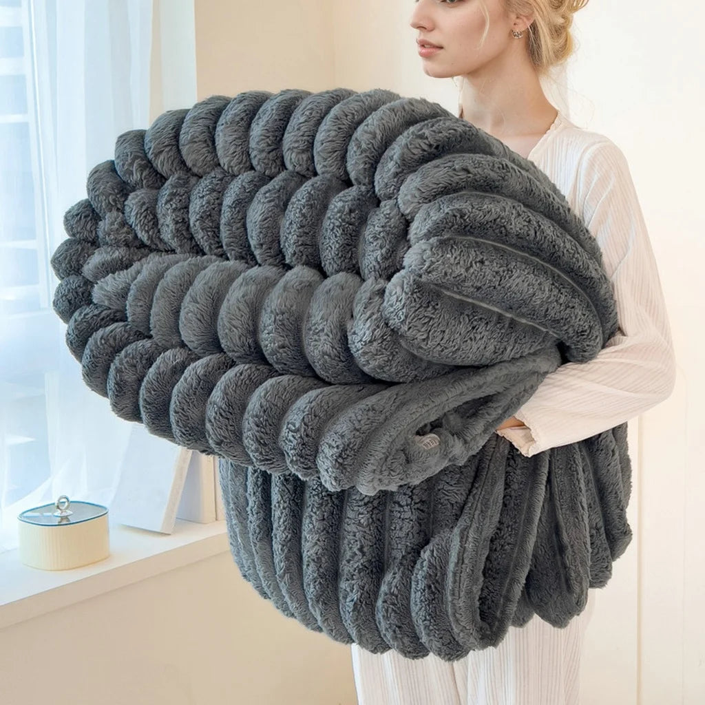 Solid Color Single Layer Flannel Blanket, Nordic Minimalist Home Sofa Throw