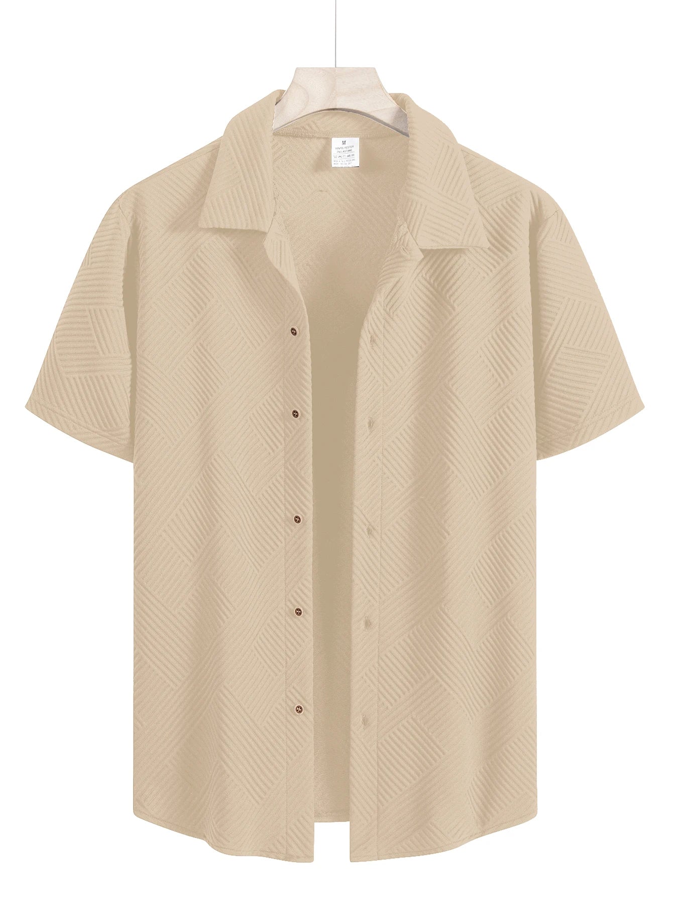 New Mens Short Sleeve T Shirts Trendy Breathable Solid Color Stand Up Collar Shirt Summer Loose Youth Basic Button T-shirt Top