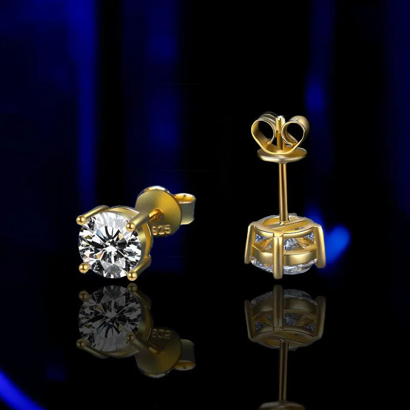 HOT Moissanite S925 Sterling Silver Stud Earrings For Women And Men With 2 Certificates Pass Diamond Test Pen Fine Jewelry