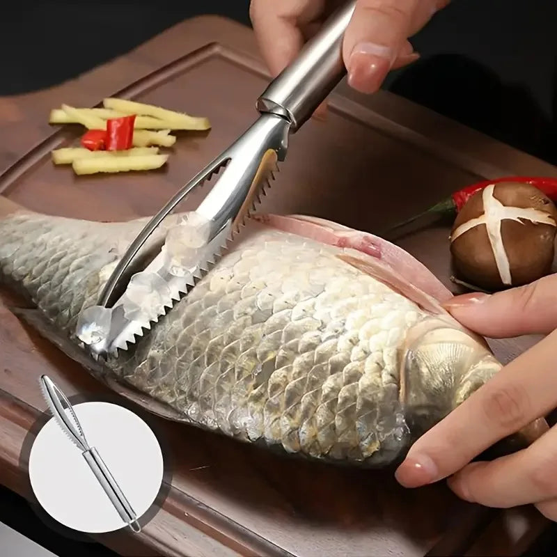 Pointed Fish Scaler, Removes Scales Quickly & Easily. 27x8cm, Stainless Steel, Ergonomic Grip