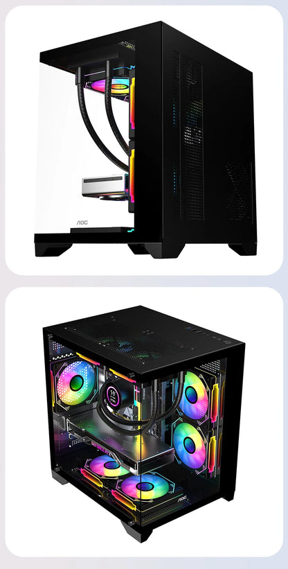 AOC CG391 PC Case MATX Gaming Desktop Case Supports 240 Water Cooling With 3 Pcs ARGB Fans Computer Case Sea View Room 컴퓨터 섀시