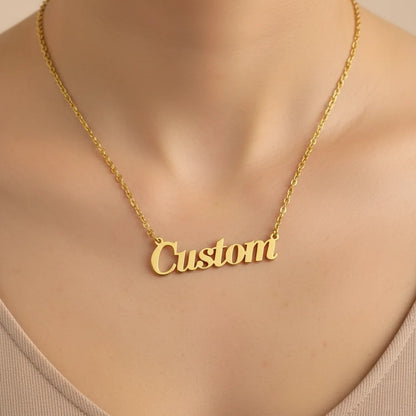 Custom Simple Design Name Necklace for Men Women Personalized Stainless Steel 18K Gold Plated Letters Pendant Necklace Choker