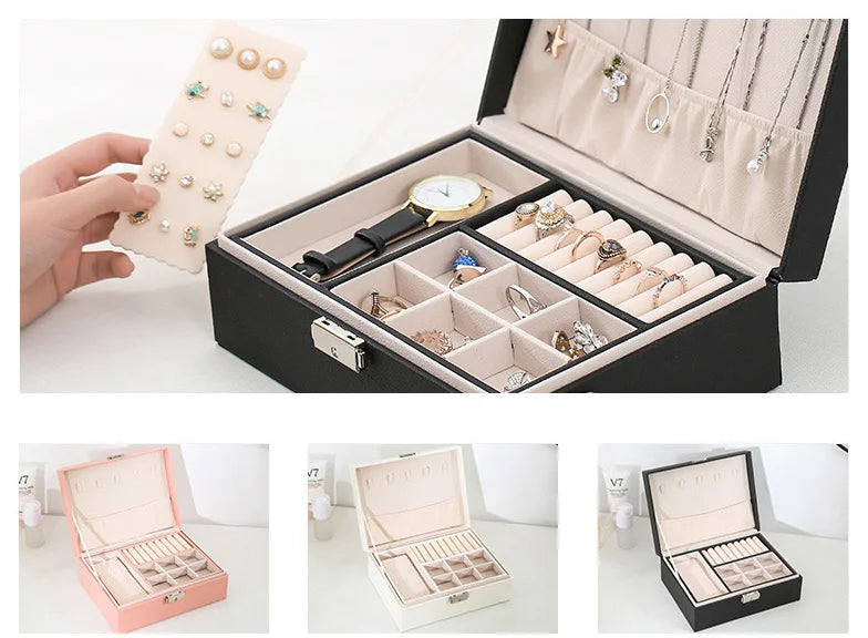 Organizer Box Double-Layer Jewelry Storage Box With Lock for Earrings, Necklaces and Other Accessories Organizing Box