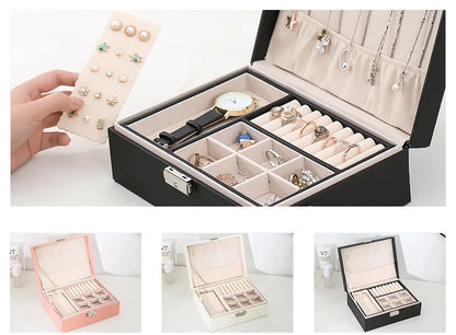 Organizer Box Double-Layer Jewelry Storage Box With Lock for Earrings, Necklaces and Other Accessories Organizing Box