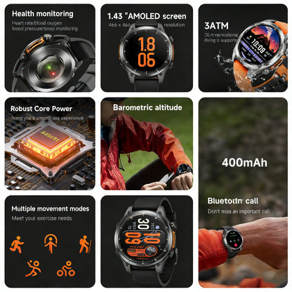 2026 HD300 Smart Watch AMOLED Path 5.4Bluetooth Chat AI GPT Waterproof Health Watches Bluetooth Call Travel Diving Smartwatch