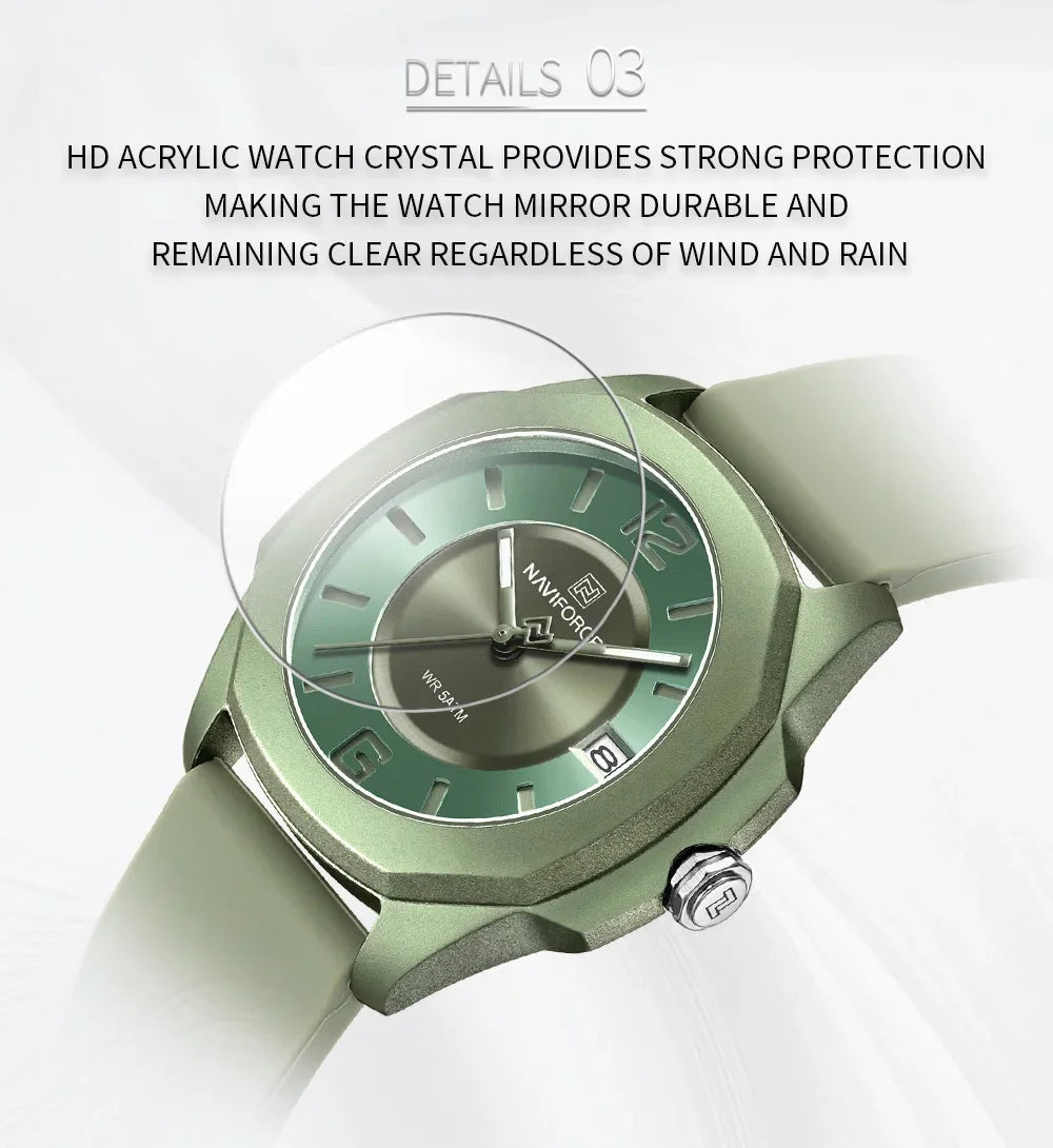 NAVIFORCE NF7107 Watch for Women Silicone Strap Classic Fashion 5ATM Waterproof Ladies Elegant Watch