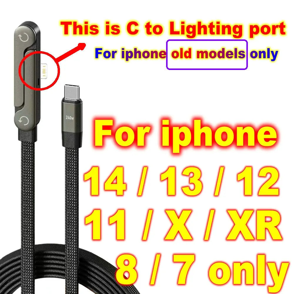 USB Type C Flat Charger Charging Cable C Kick Cable Stand Invisible Support Foldable Phone Holder 240W Charge Bracket For iPhone