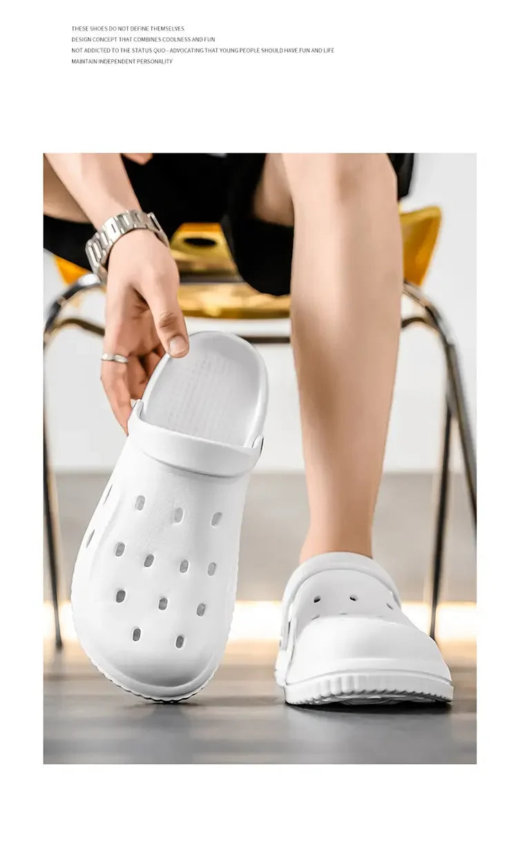 YUYIN Mens Summer Beach Sandals Casual Garden Clogs Outdoor Wide Toe Cross Sandals for Ladies Non Slip House Shower Slippers