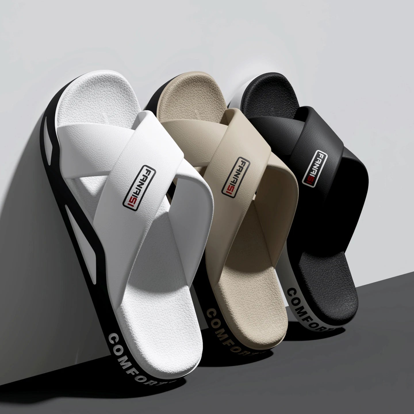 Men's Outdoor Fashion Sandals-Cross Strap Open Toe Slide Sandal,Non-Slip Bath Shower Slippers,Beach Shoes for Swimming & Walking