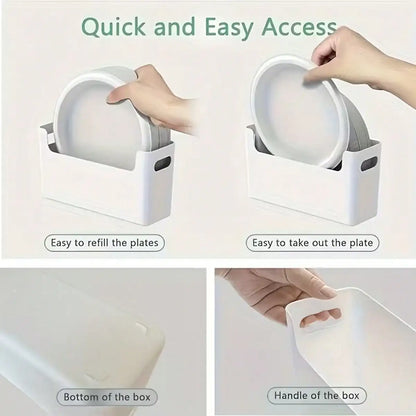 4 Pieces Space Saving Stackable Plastic Plate Organizer Practical Kitchen Dish Storage Rack Household Tableware Sorting Holder F