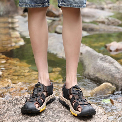Hot Sale Summer Beach Men's Sandals Handmade Genuine Leather Sandals Outdoor Non-slip Wading Shoes Comfortable Men Casual Shoes