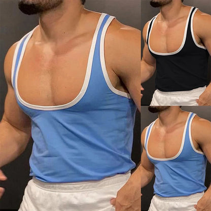 Summer Men's Skinny Gym Tank Tops Leisure Popular Sleeveless Sportwear Fashion Well Fitting Patchwork Bodybuilding Vest S-2XL