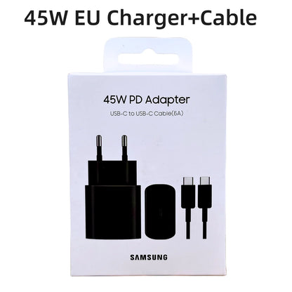 Original Samsung 45W Charger Type C EU Super Fast Charge Adapter For Galaxy Z Flip Fold 5 4 3 2 S24 S23 S22 Note20 Ultra Plus