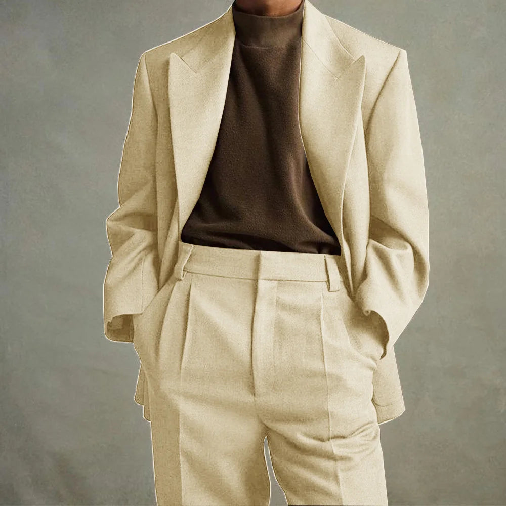 Mens Fashion Suits 2 Piece Set Notch Lapel Single Breasted Comfortable Slim Fit Casual Party Blazer with Trousers Wedding