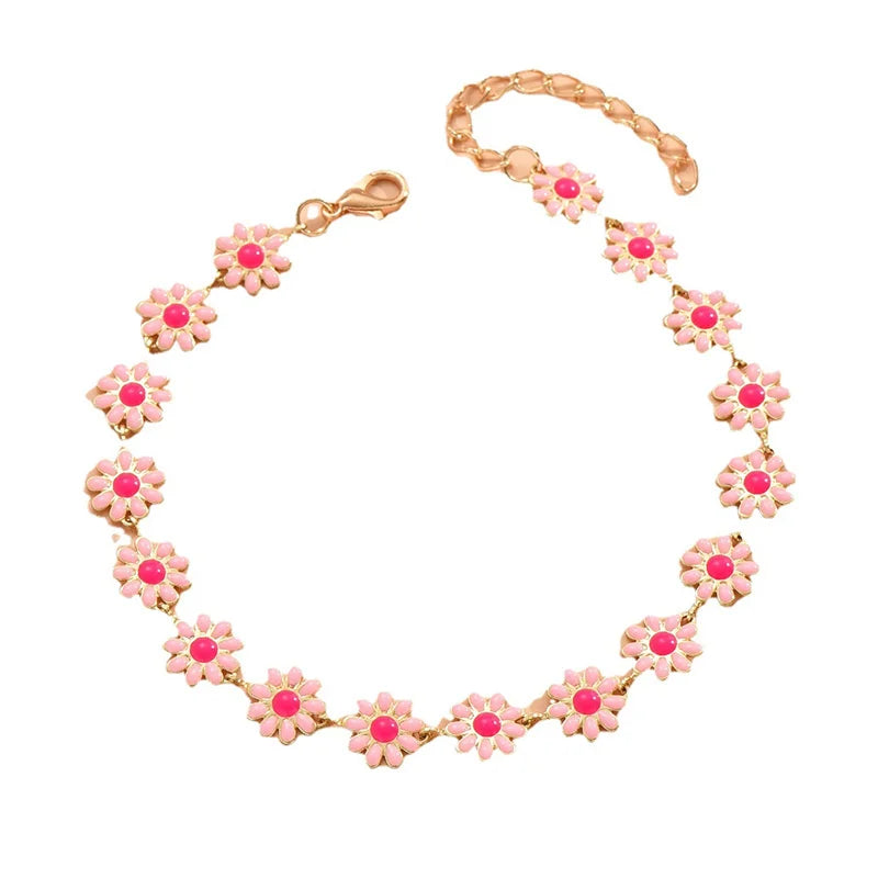 Summer New Daisy Flower Chain Anklets for Women Trendy Beach Starfish Shell Beads Anklet Bracelet On Leg Foot Chain Boho Jewelry