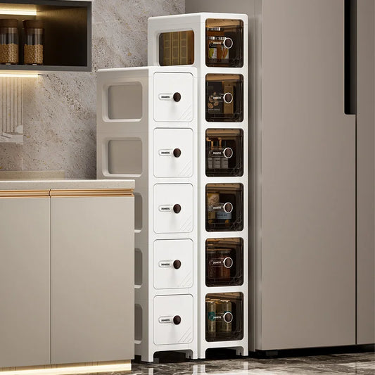 17 cm drawer-type slit storage cabinet, ultra-narrow slit cabinet for refrigerator, multi-layer storage rack for bathroom