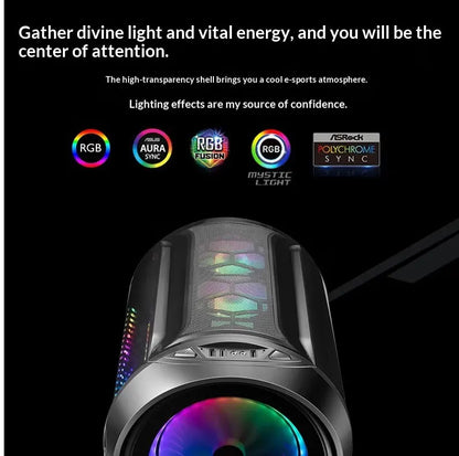 WJCOOLMAN Yuanqidan Mini Computer Case - Circular Side-Exposed Desktop Computer Case Compatible with 240 Water Cooling