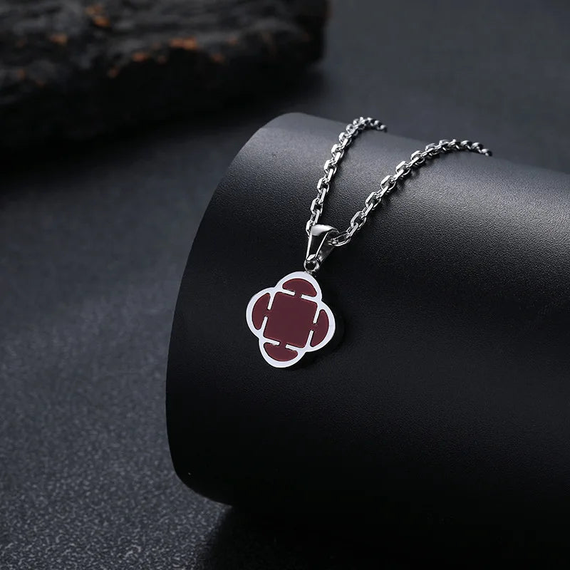 Stylish Men Petal Charms Necklace,Waterproof Stainless Steel Luck Leaf Pendant,Birthday Anniversary Father Gift for Him