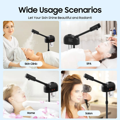 Face Machine Facial Steamer, Black Skin Moisturizing Mist Sprayer, Impact Resistant PP Material for Salon, Hospital, Home, 110V