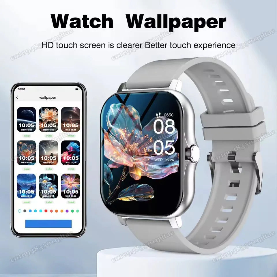 2026 New Smart Watch Bluetooth Call Fitness Tracker Heart Rate Sleep Record Outdoor Sport Watch for Android/IOS Men Women HW12