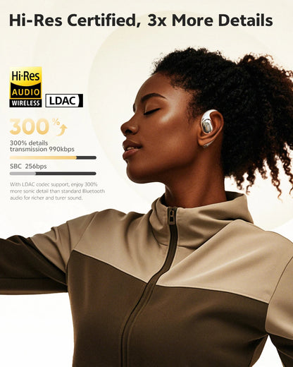 QCY Crossky R70 BH24CT02A Open-Ear Wireless Headphones Hi-Res with LDAC Bluetooth 6.0 Earphones Bass Boost Spatial Sound Earbuds