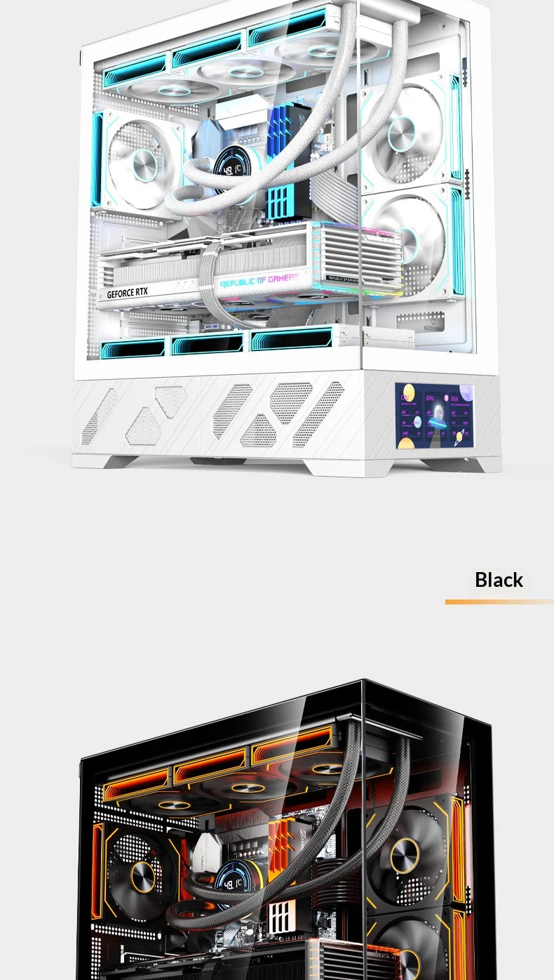 WJCOOLMAN Millennium ATX PC case secondary screen/digital display supports 360 water-cooled sea view room desktop computer case