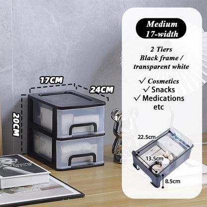 Clear Desktop Storage Box with Drawer Heightened Table Organizer Plastic Office storage cabinet  for Stationery cosmetics