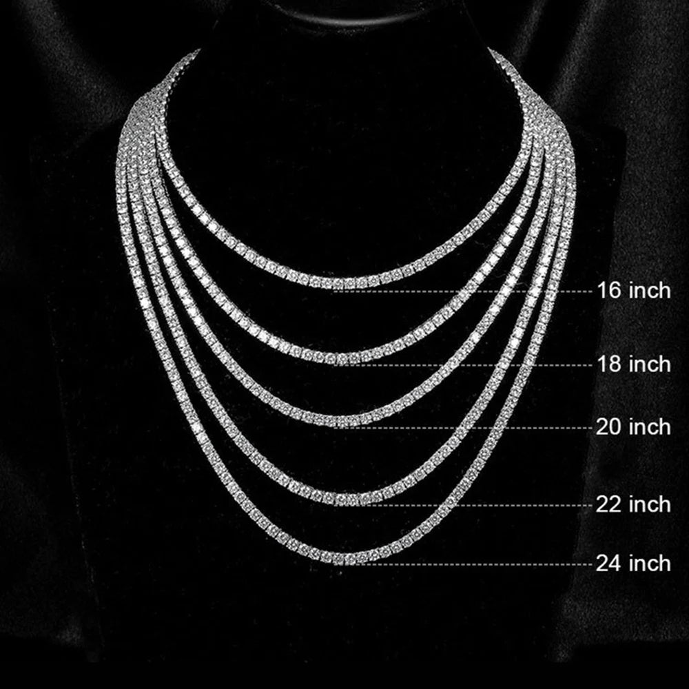 3mm 4mm 5mm 1 Row Tennis Chain Bling Zircon Copper Material Necklace Hip Hop Man and Women Iced Out Jewelry Free Engrave Name