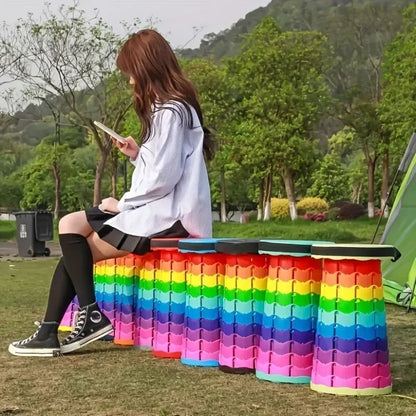 New Portable Telescopic Folding Stool Suitable for Hiking, Camping Outdoor Travel and Fishing -adjustable Height and Lightweight