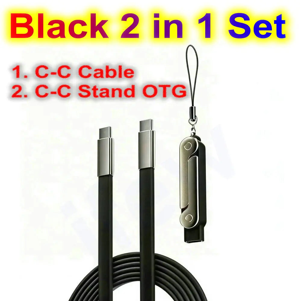 Foldable Charge Cable Usb C Charging Mobile Cable C Flat Charger for iPhone Kickcable Phone Kick Stand Ultra Fast Type C Wire 2M