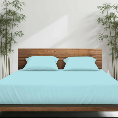 Emircey 3Pcs Bamboo Fitted Sheet Set Cooling Breathable Bedding Silky Soft Mattress Cover with 2 Pillowcases Deep Pocket Bottom Sheet for Home Bedroom Dorm Spring Summer Sleep Gift
