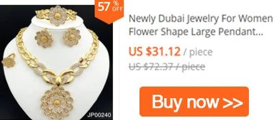 GZJPEI Two Tone Jewelry Set Gold Plated Big Pendant Necklace Bracelet Water Drop Earring Ring For Women Wedding Gifts 2025 New