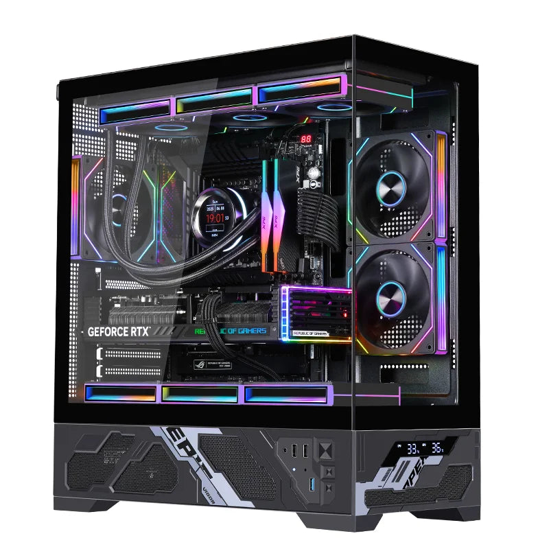 WJCOOLMAN Millennium ATX PC case secondary screen/digital display supports 360 water-cooled sea view room desktop computer case