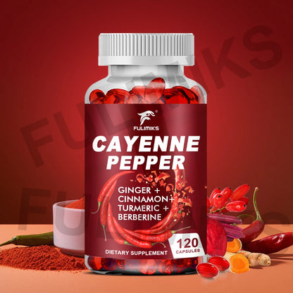 Cayenne Pepper Capsules, Supports Cardiovascular Health, Improves Digestion & Blood Circulation, Capsaicin Supplement Softgels