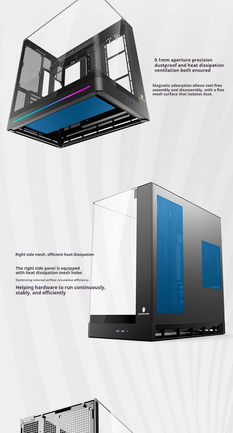 WJCOOLMAN AITO Plus ATX PC case 9.16-inch screen RGB light strip 360 water cooler Integrated curved glass computer case
