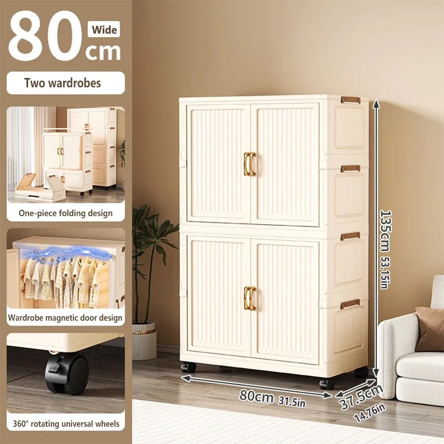 Large Capacity Dustproof Wardrobe Sundries Cabinet Multifunction Folding Storage Cabinet Locker Closet Organizer