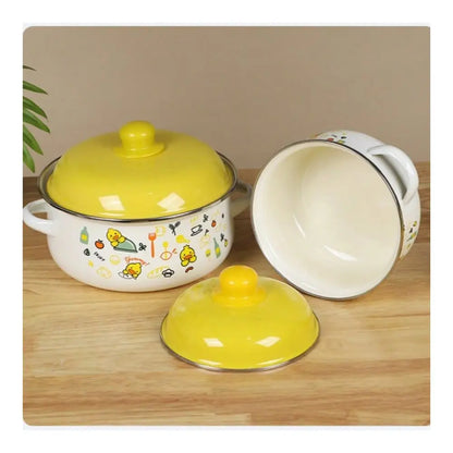 3Piece Exquisite Enamel Cookware Set, Multifunctional Pot Set Including Soup Pot Stew Pot, Tableware, Handmade Fired, Ideal For