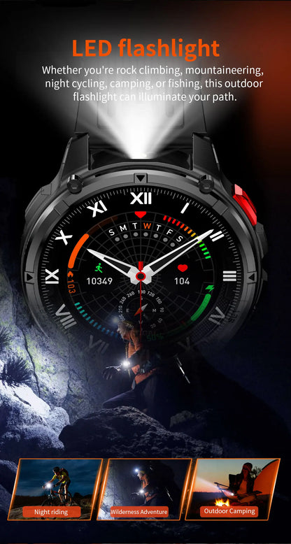 2026 T-Rex3 Ultra 1100mAh Battery 170+Sport Fitness LED Flashlight IP68 Waterproof Bluetooth call GPS track Smartwatch Compass