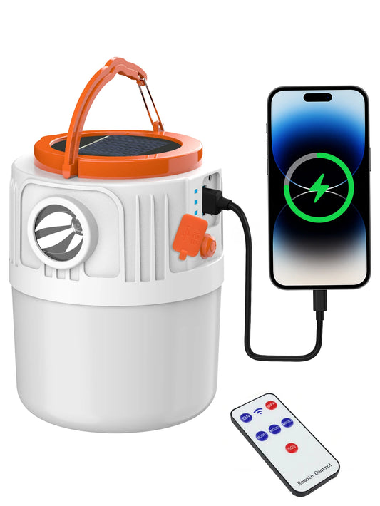1pc Solar Led Camping Light,Solar Powered Rechargeable Camping Lanterns, Outdoor Lighting Lamp With Mobile Phone Charging