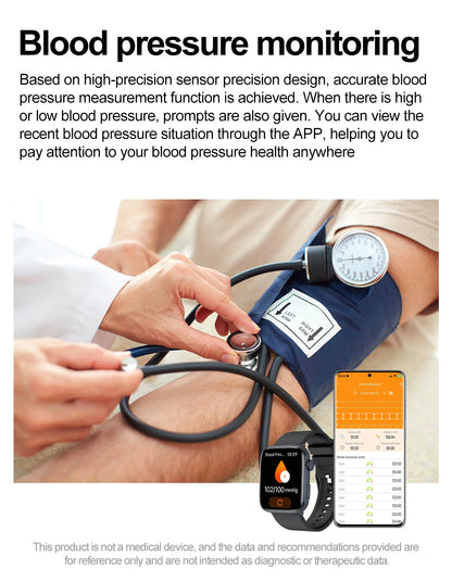 2025 New Women Men AI Smart Diagnosis Watch HRV+PPG Blood Pressure Heart Rate Health Monitor IP68 NFC Fashion Sports Smartwatchs