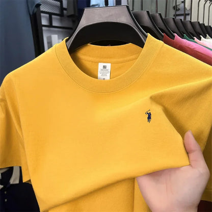 2025 Xiaoma Fashion Brand Pure Cotton Men's Short sleeved T-shirt Summer New High end Comfortable Casual Round Neck Top
