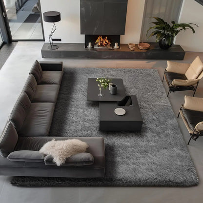 Area Rugs 9x12 Living Room, Large Grey Bedroom Carpet, Big Shag Indoor Thick Soft Rug, Fluffy Carpets for Home Decor Aesthetic