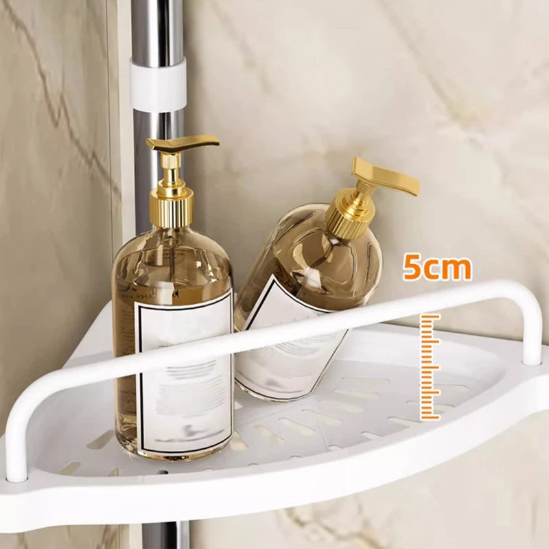 Adjustable Telescopic Shower Rack Stainless Steel Floor-to-Ceiling Bathroom Storage Rack, Rustproof & Space-Saving Organizer