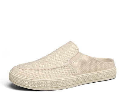 Men's canvas slippers summer new breathable outdoor soft-sole casual slippers party sandals Joker tide half slippers cloth shoes