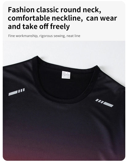 1/2/4/6-piece Men's Seasonal Sports Style Gradient Quick Drying Multi-color Short Sleeved Top Casual Running Black Shorts Set