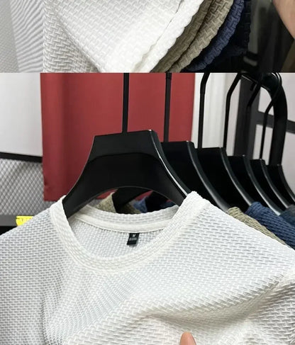 Ice Silk Mesh T-shirt Men's Short Sleeve Round Neck Tshirt Man Summer Half Sleeve Men Thin Solid Color Sports Tees Tops