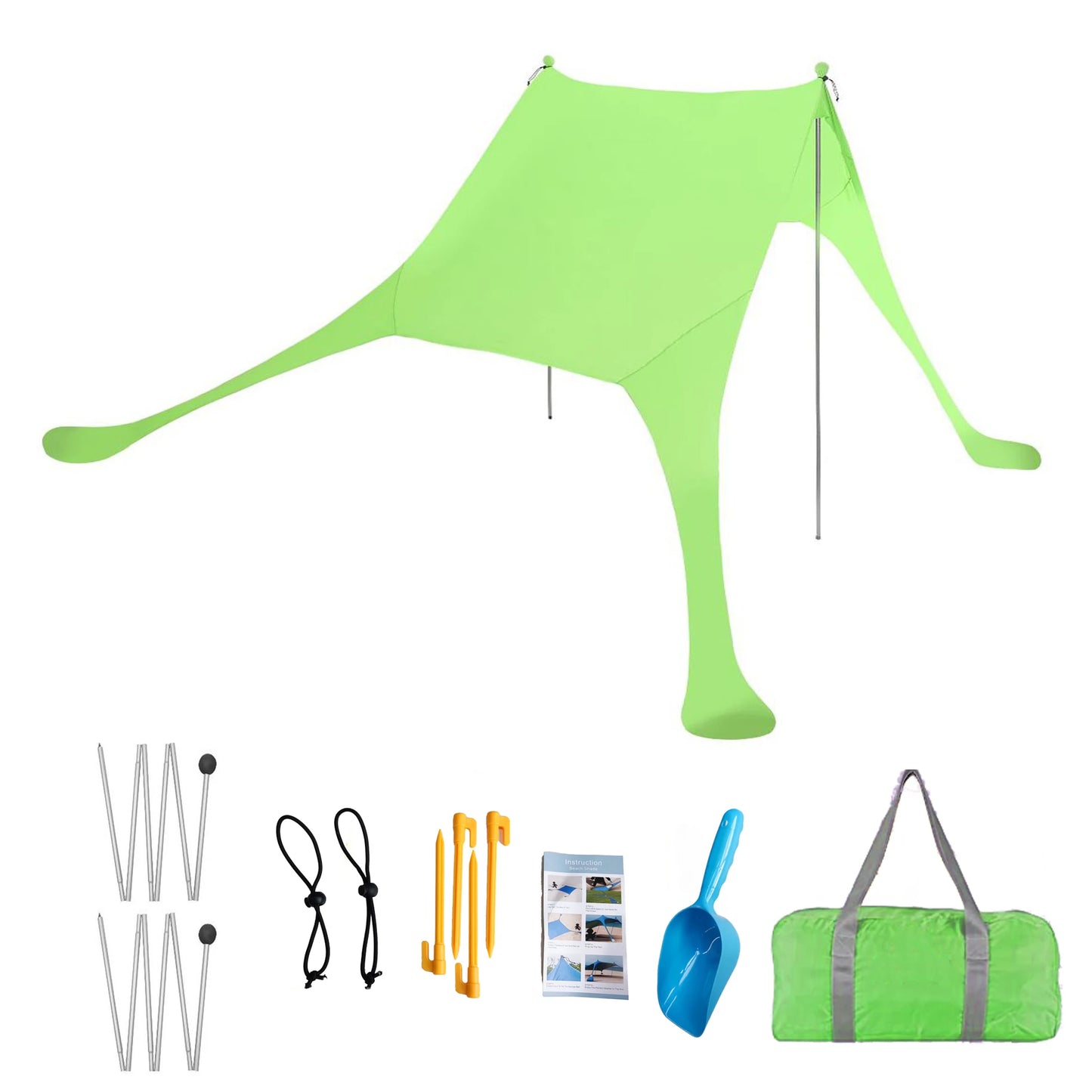 Family Beach Canopy ,Large Beach Sunshade Tent with Stability Poles,UPF50+Outdoor Shade for Beach,Camping,Party or Picnics